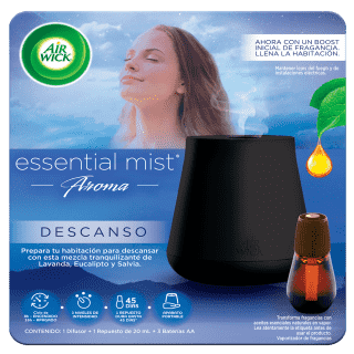 AIR WICK ® ESSENTIAL MIST® DESCANSO, 1 APARATO DIFUSOR DE FRAGANCIAS Y 1 REPUESTO DE 20mL